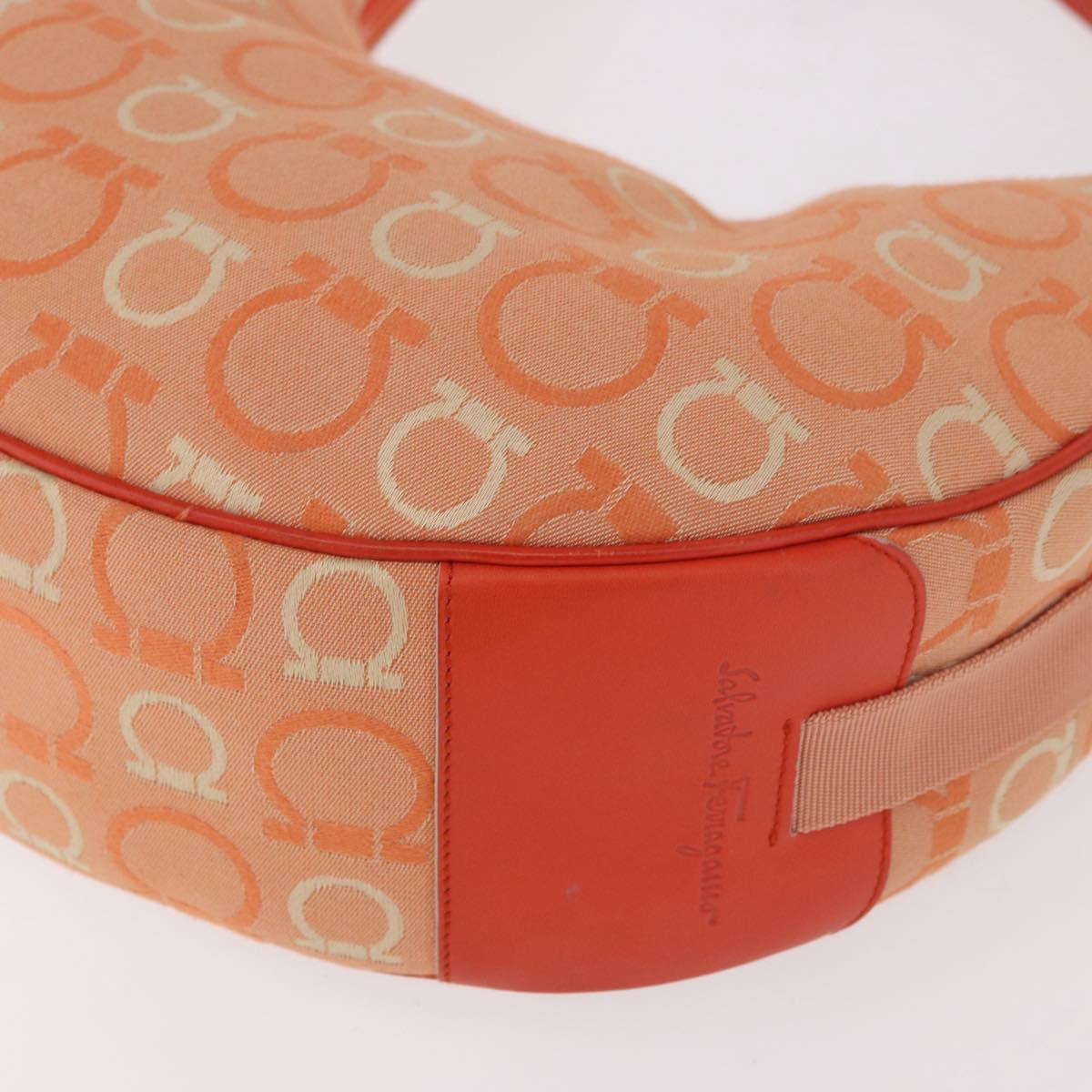 Salvatore Ferragamo Gancini Shoulder Bag Canvas Orange Gold Auth BA13723V