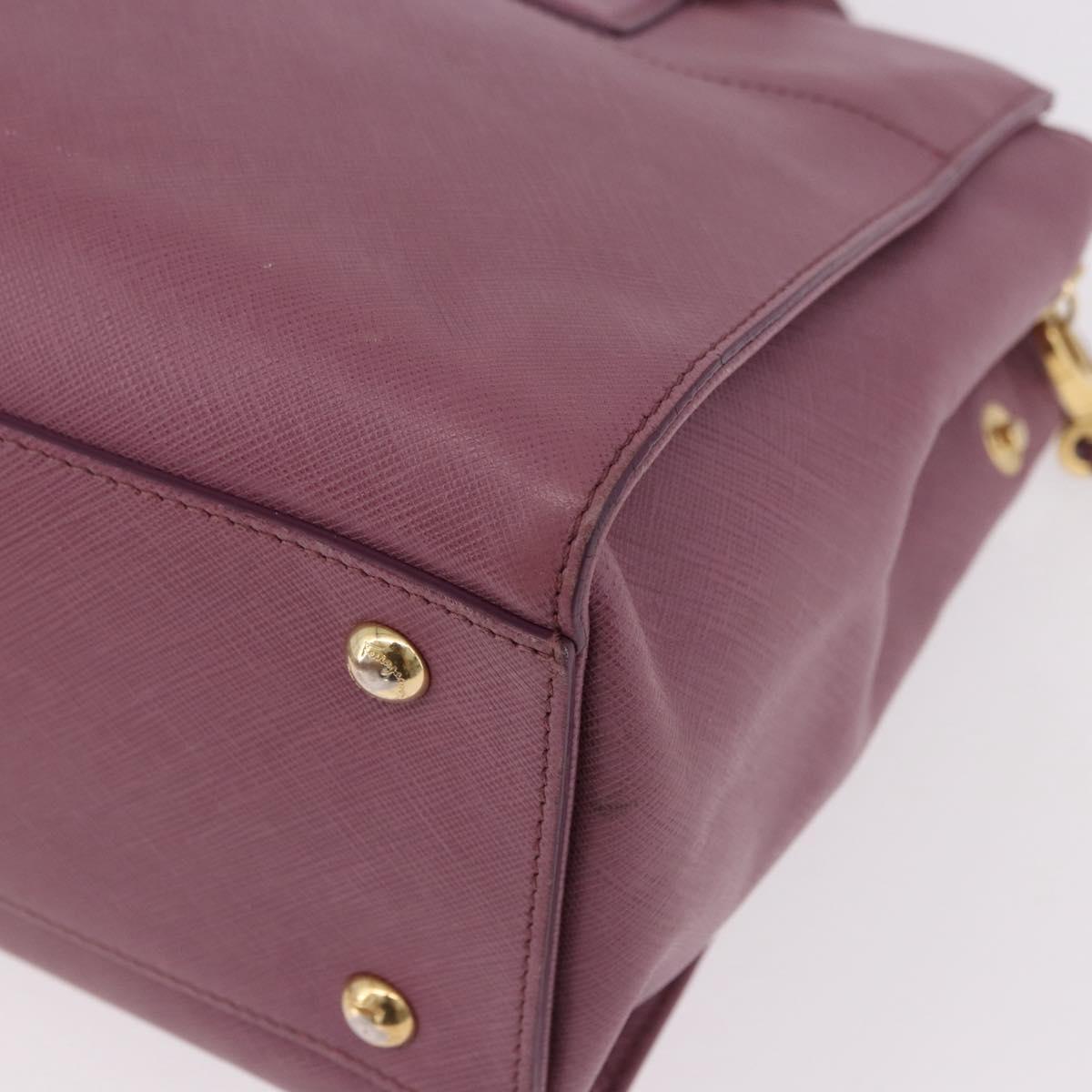 Salvatore Ferragamo Gancini Hand Bag Leather 2way Purple Gold Auth BA13724A