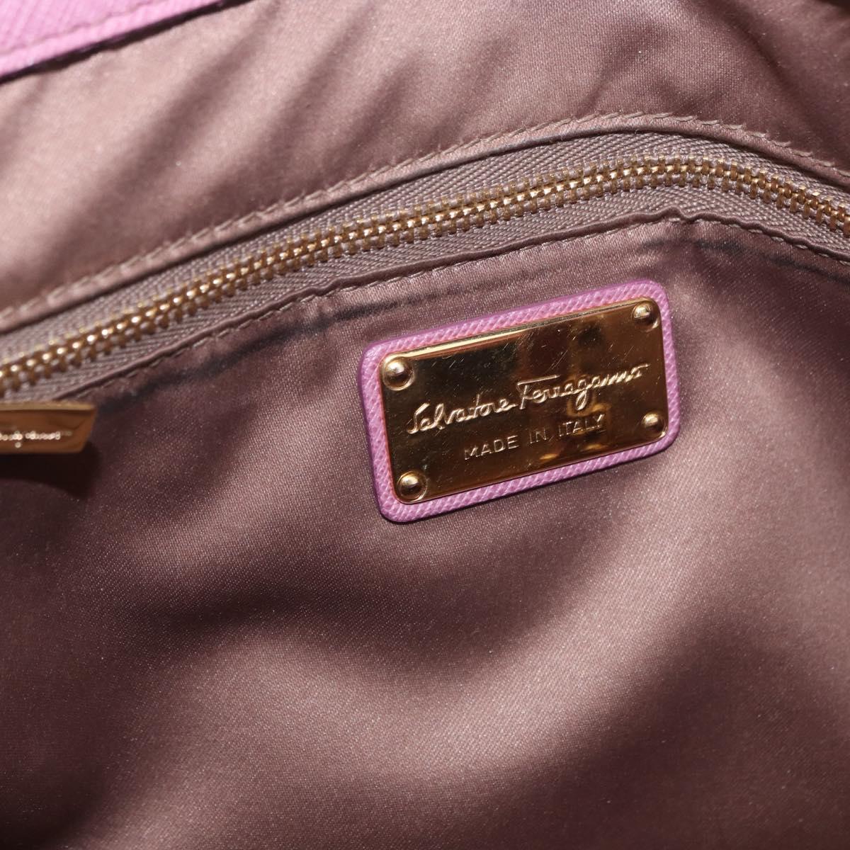 Salvatore Ferragamo Gancini Hand Bag Leather 2way Purple Gold Auth BA13724A