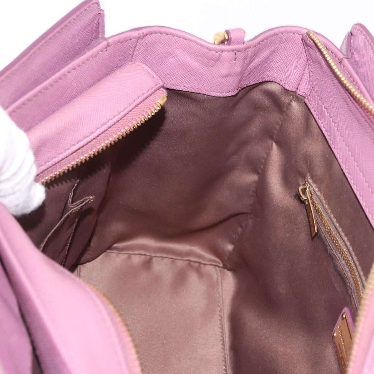 Salvatore Ferragamo Gancini Hand Bag Leather 2way Purple Gold Auth BA13724A