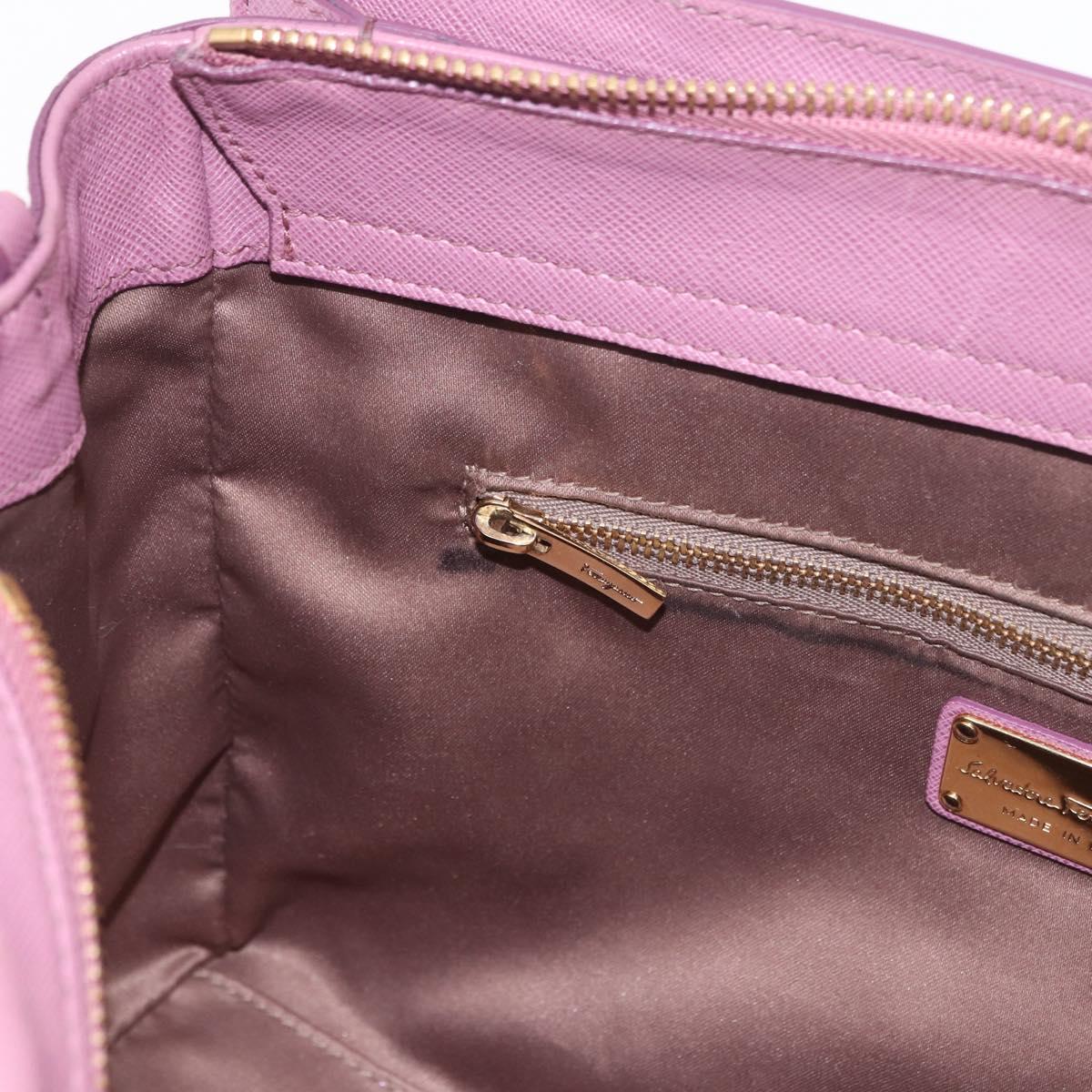Salvatore Ferragamo Gancini Hand Bag Leather 2way Purple Gold Auth BA13724A