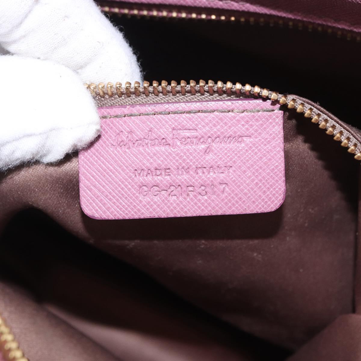 Salvatore Ferragamo Gancini Hand Bag Leather 2way Purple Gold Auth BA13724A