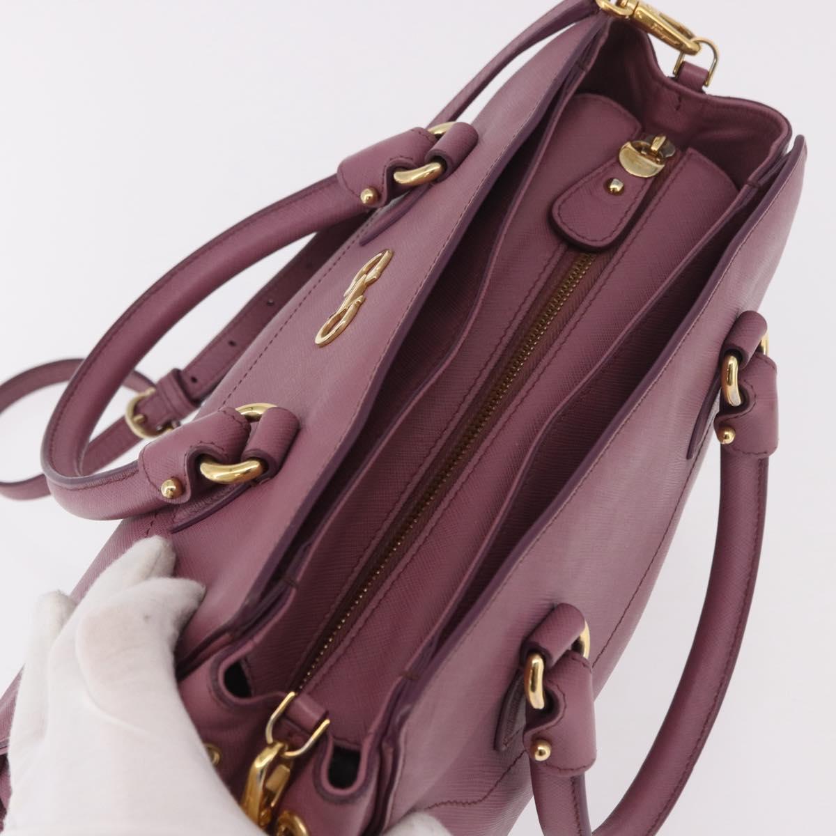 Salvatore Ferragamo Gancini Hand Bag Leather 2way Purple Gold Auth BA13724A