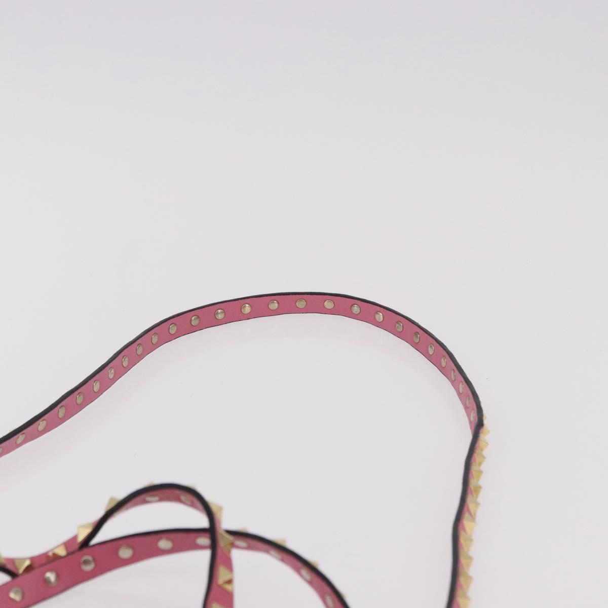 VALENTINO Studs Tote Bag Leather 2way Pink Gold Auth BA13725A