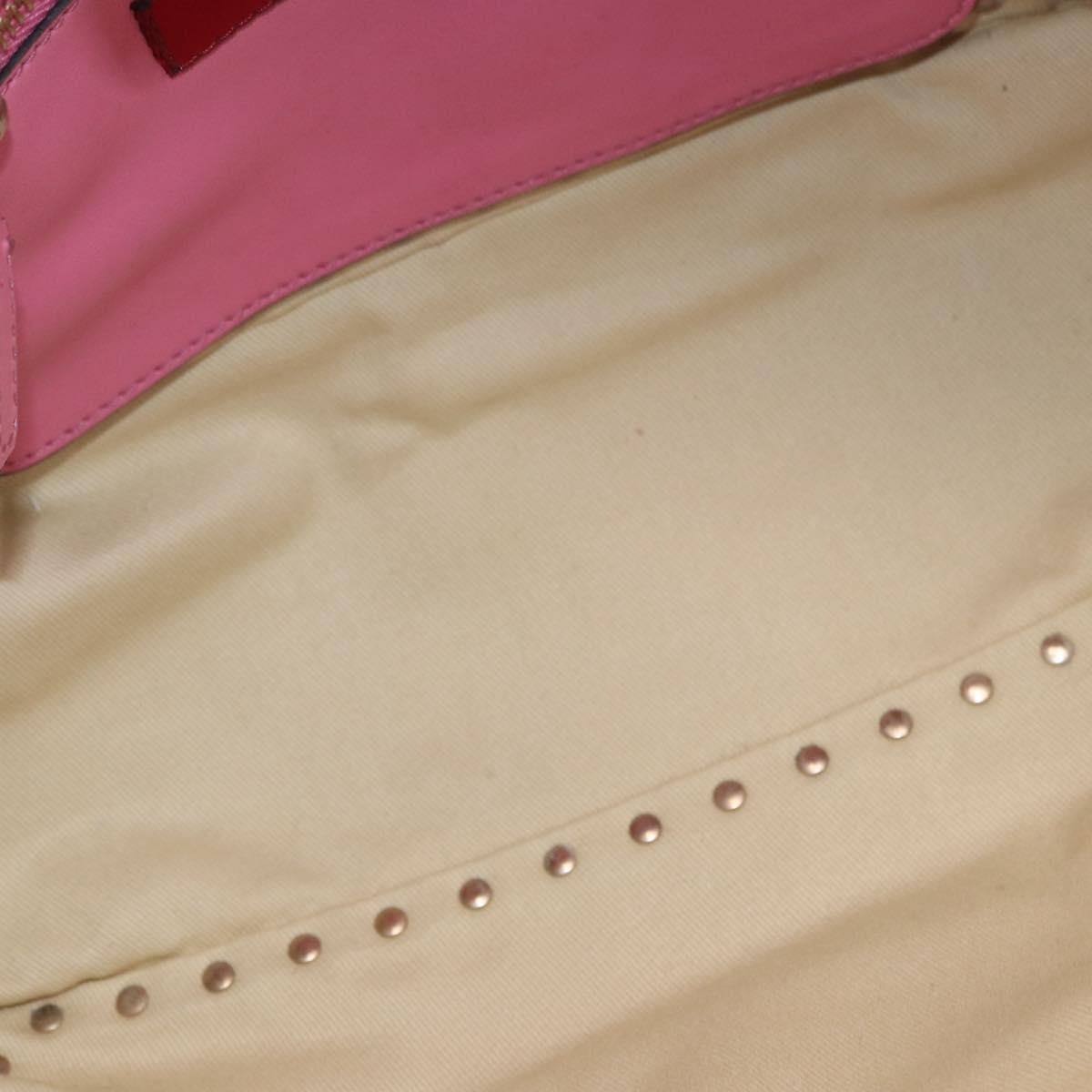 VALENTINO Studs Tote Bag Leather 2way Pink Gold Auth BA13725A