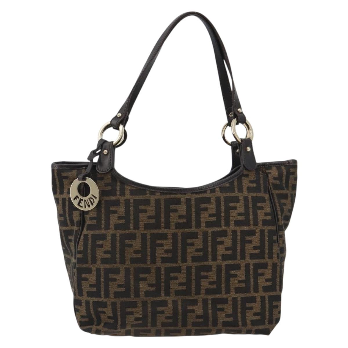 FENDI Zucca Canvas Tote Bag Black Brown Auth BA13729V