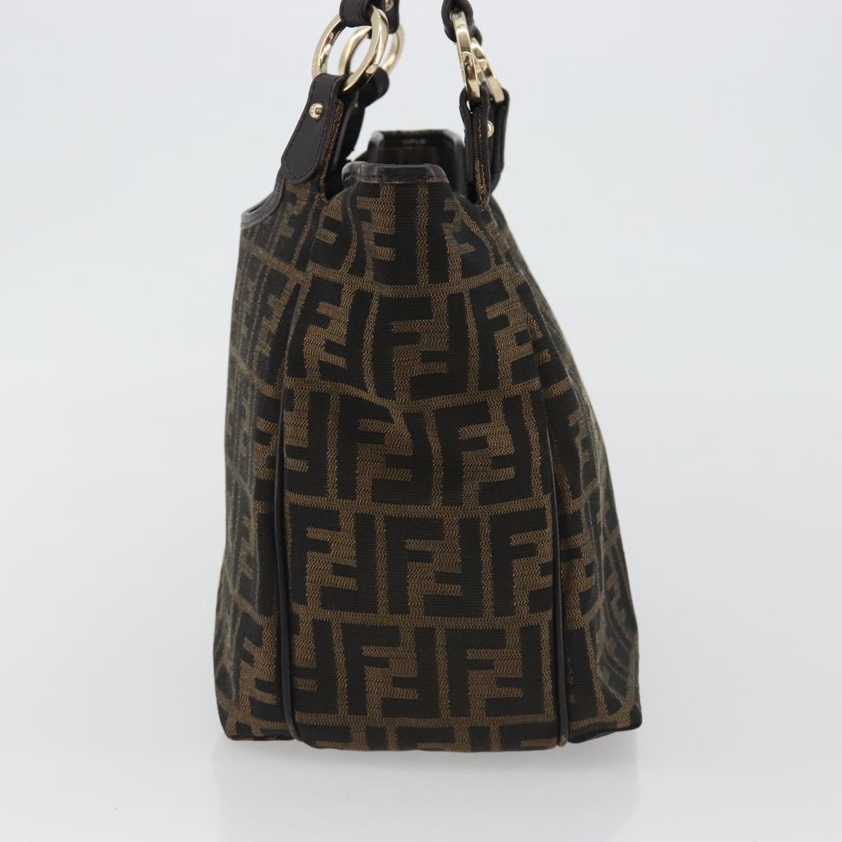 FENDI Zucca Canvas Tote Bag Black Brown Auth BA13729V