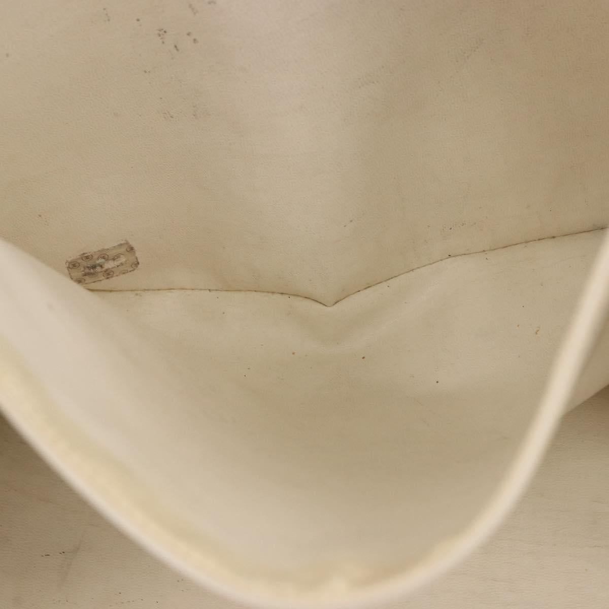 CHANEL Chain Tote Bag Caviar Skin White Gold CC Auth BA13731A