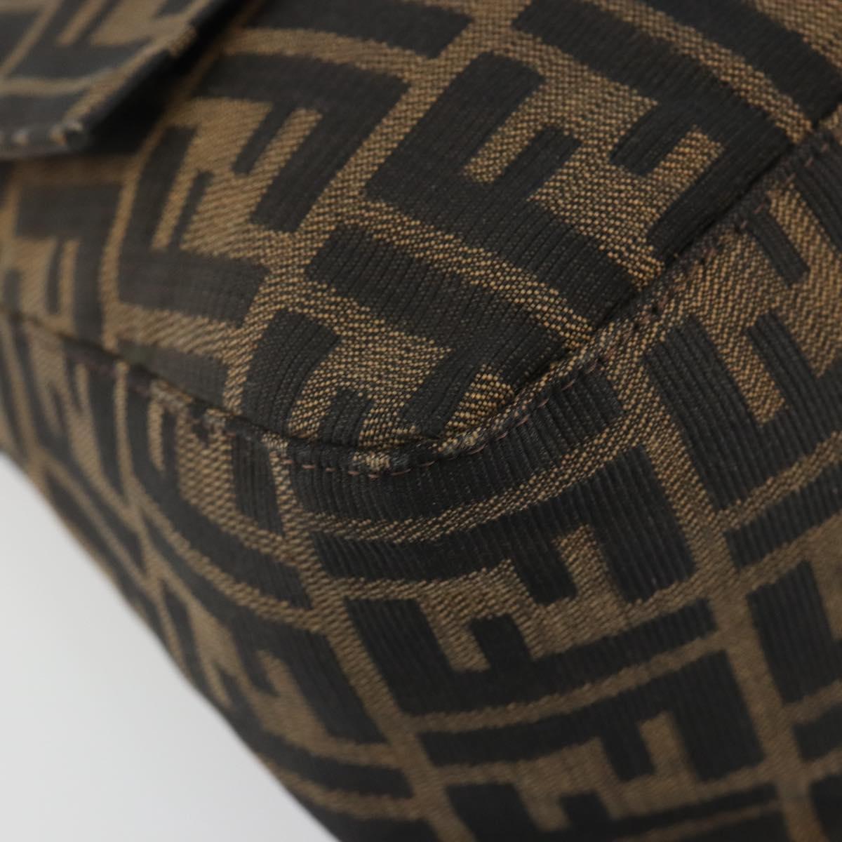 FENDI Zucca Canvas Mamma Baguette Shoulder Bag Black Brown Auth BA13733V