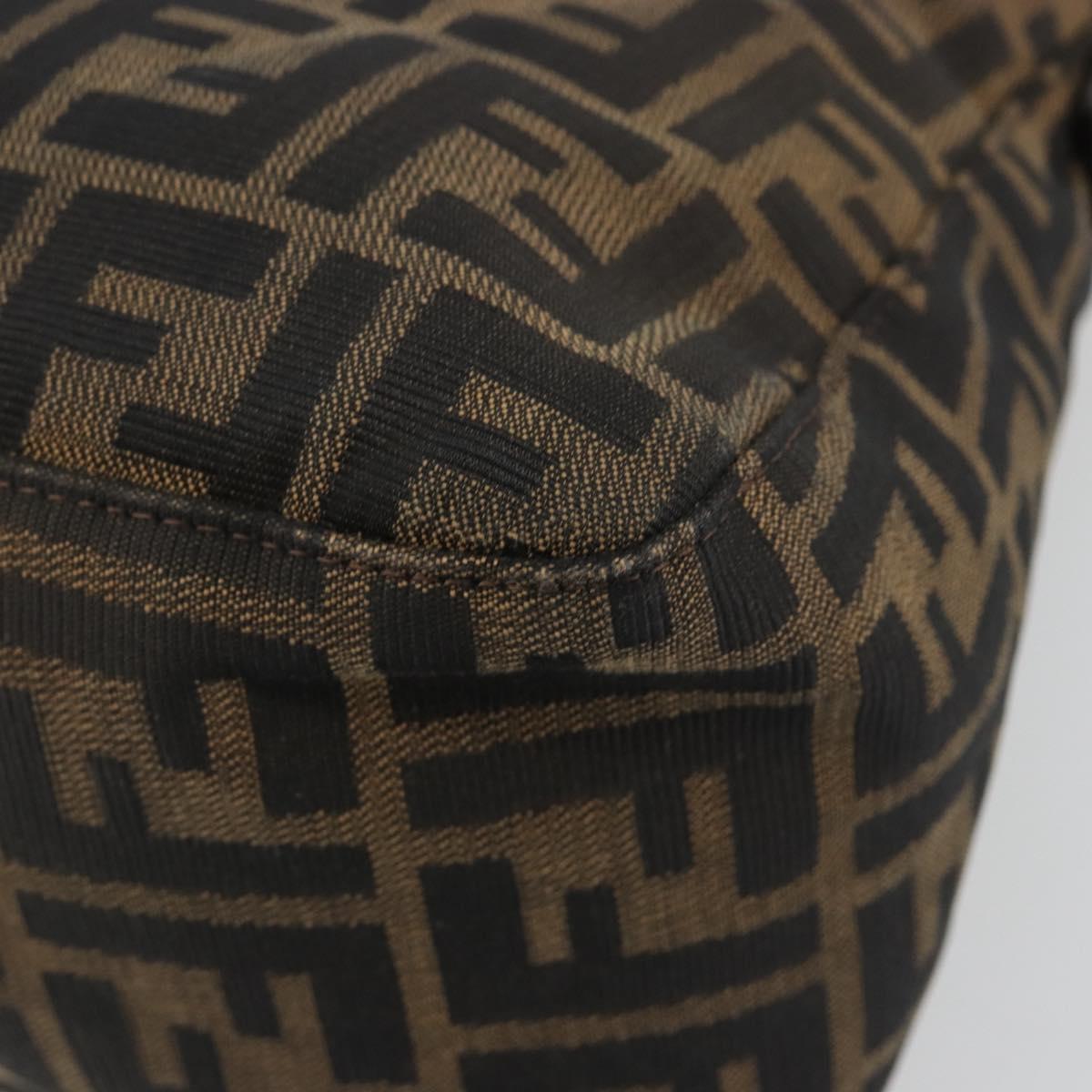 FENDI Zucca Canvas Mamma Baguette Shoulder Bag Black Brown Auth BA13733V