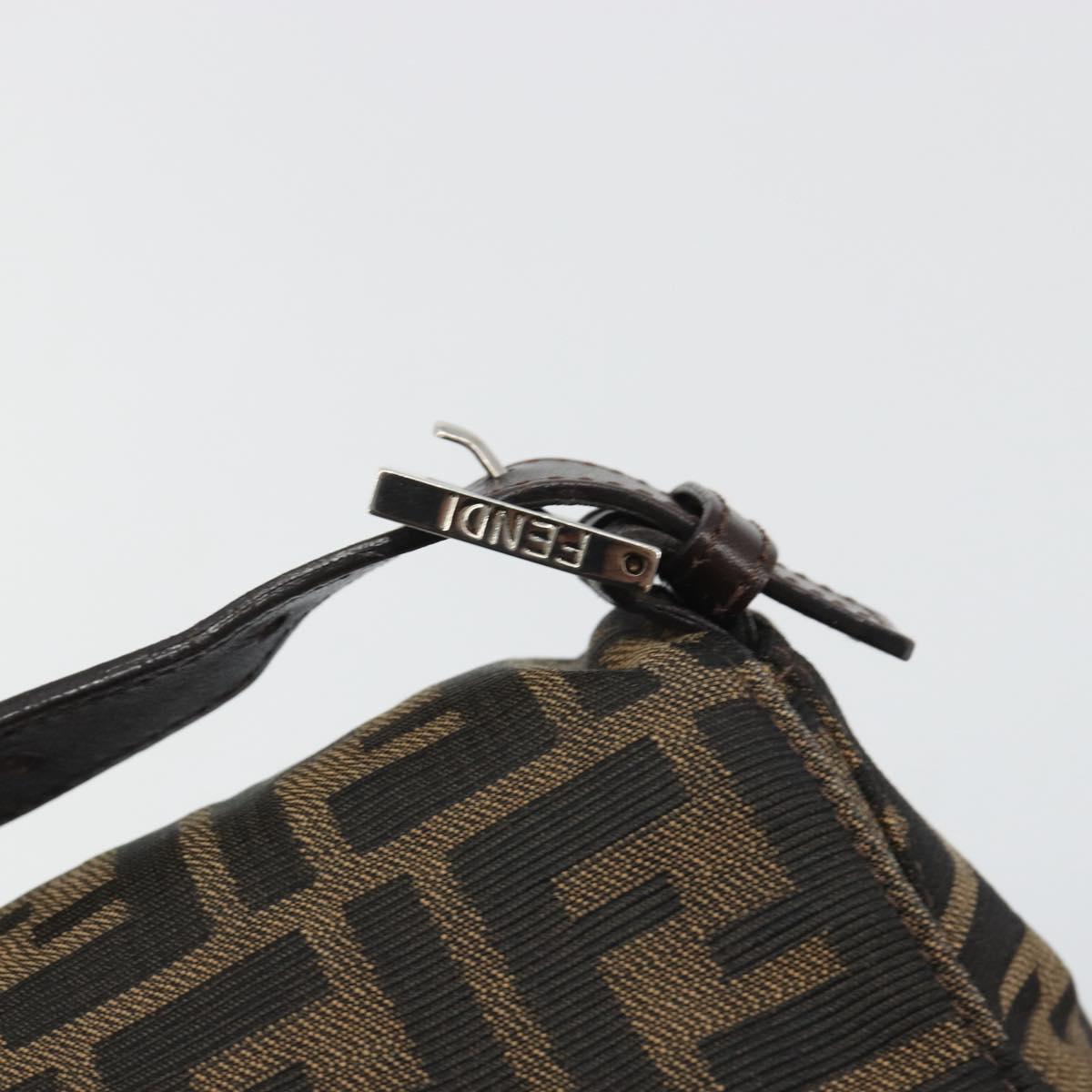FENDI Zucca Canvas Mamma Baguette Shoulder Bag Black Brown Auth BA13733V