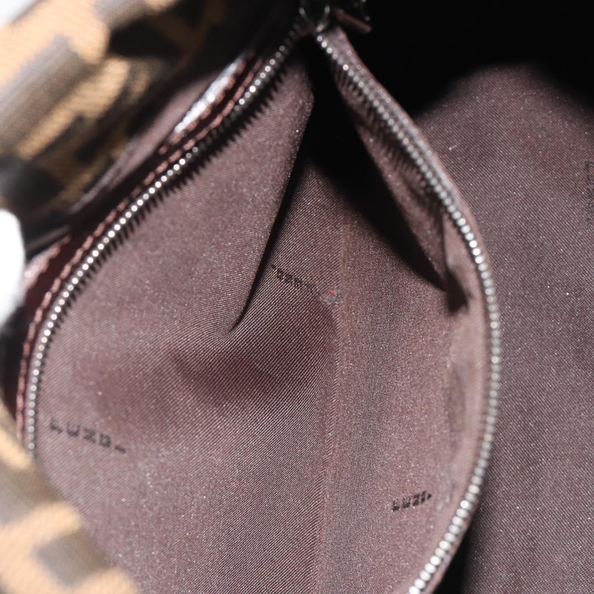FENDI Zucca Canvas Mamma Baguette Shoulder Bag Black Brown Auth BA13733V