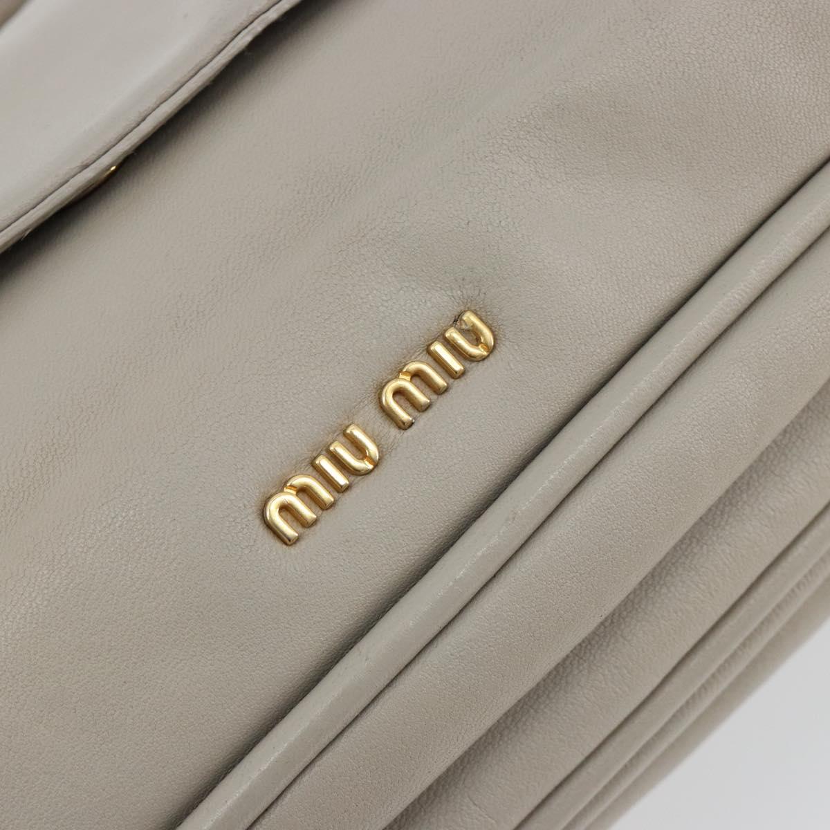 Miu Miu Chain Shoulder Bag Leather Gray Gold Auth BA13736V