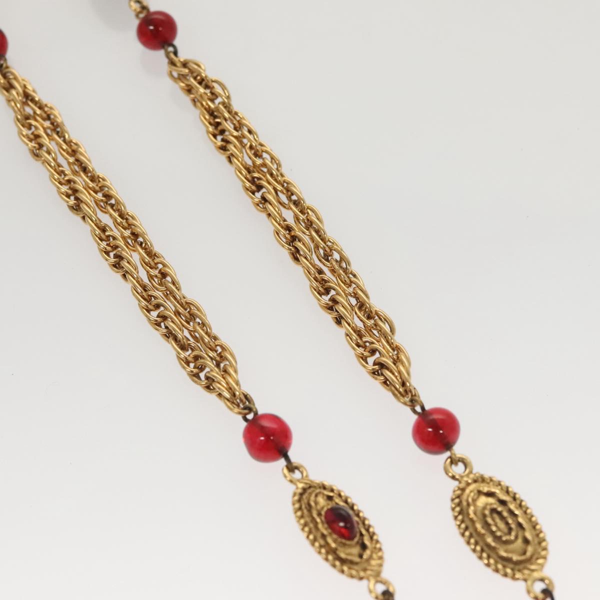 CHANEL COCO Mark Chain Necklace metal Gold CC Auth BA1373SAM