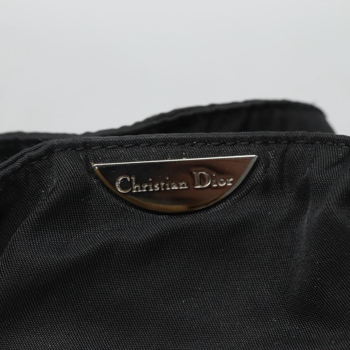 Christian Dior Maris Pearl Shoulder Bag Nylon Black Silver Auth BA1374