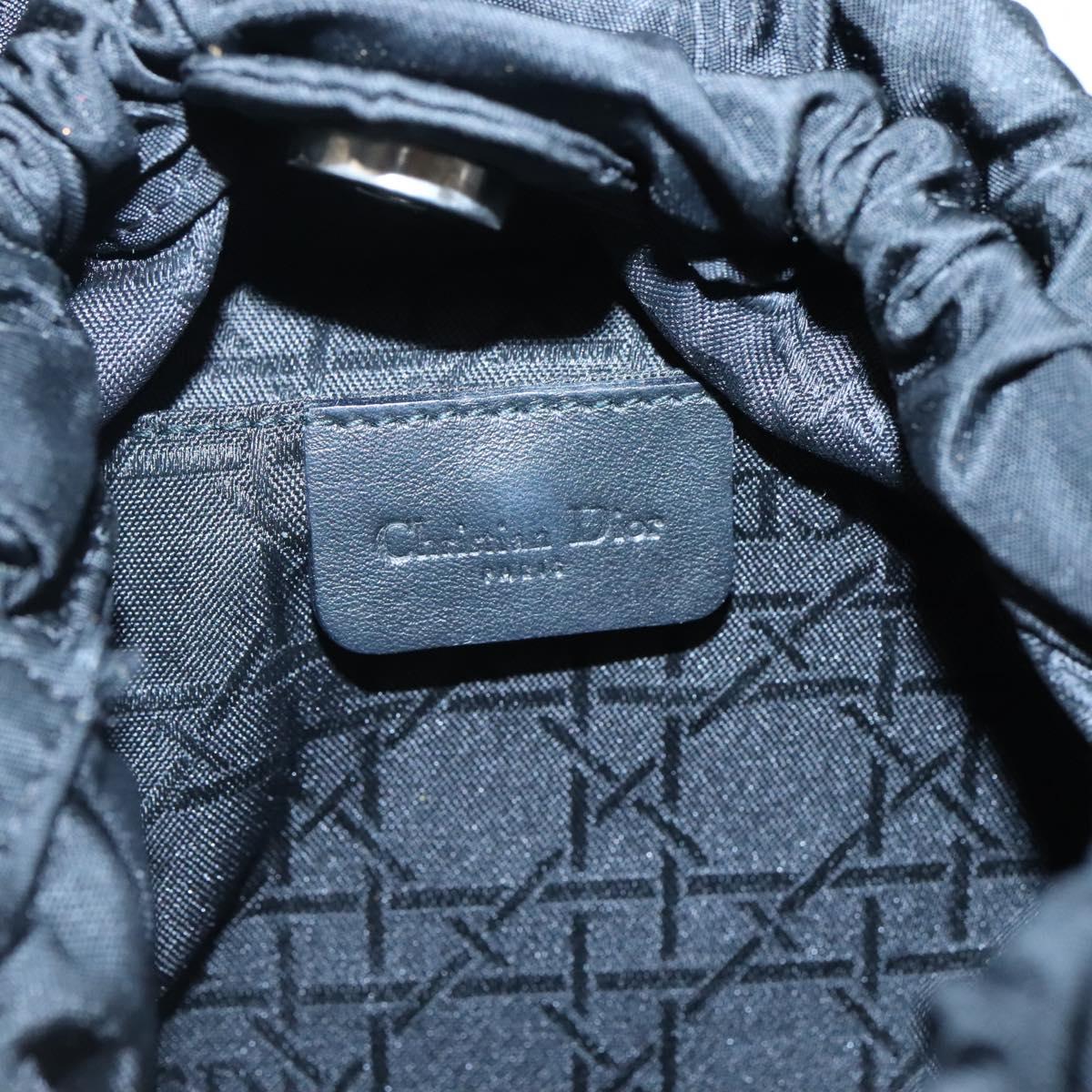 Christian Dior Maris Pearl Shoulder Bag Nylon Black Silver Auth BA1374