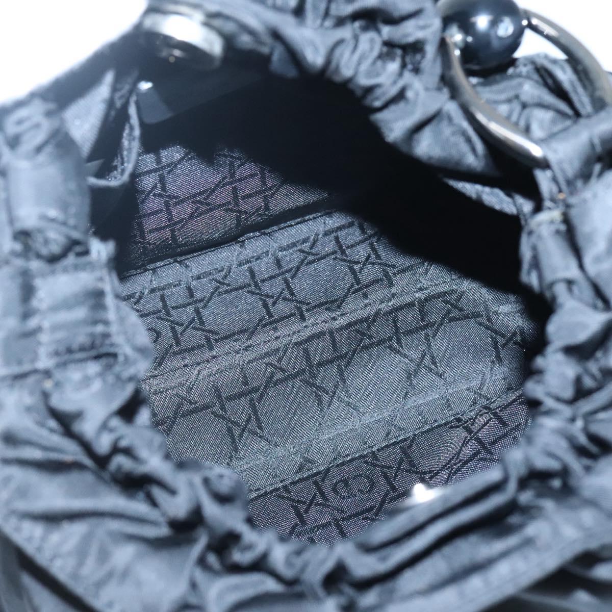 Christian Dior Maris Pearl Shoulder Bag Nylon Black Silver Auth BA1374