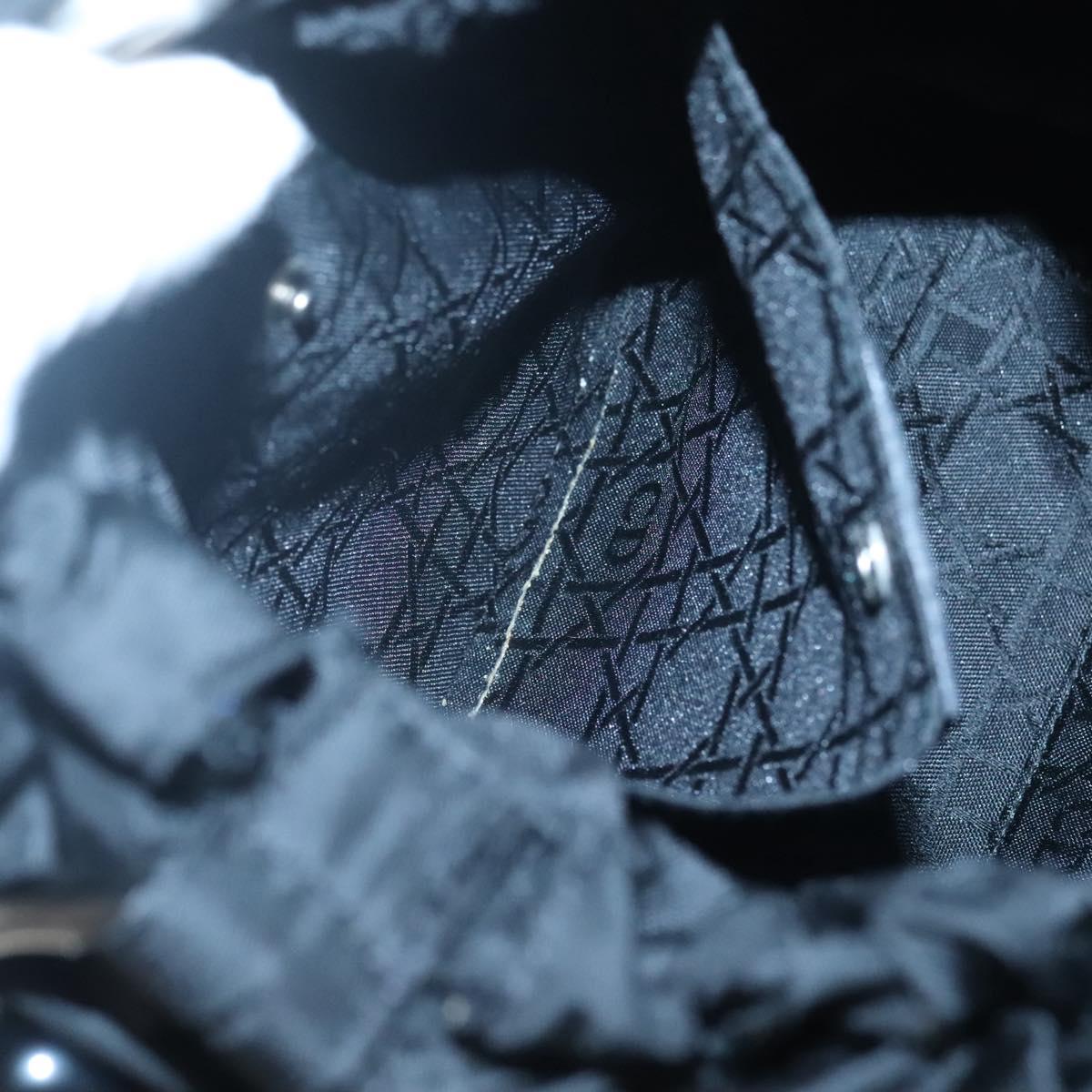 Christian Dior Maris Pearl Shoulder Bag Nylon Black Silver Auth BA1374