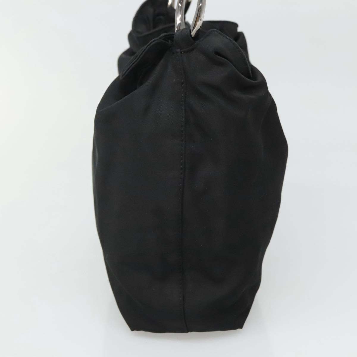 Christian Dior Maris Pearl Shoulder Bag Nylon Black Silver Auth BA1374