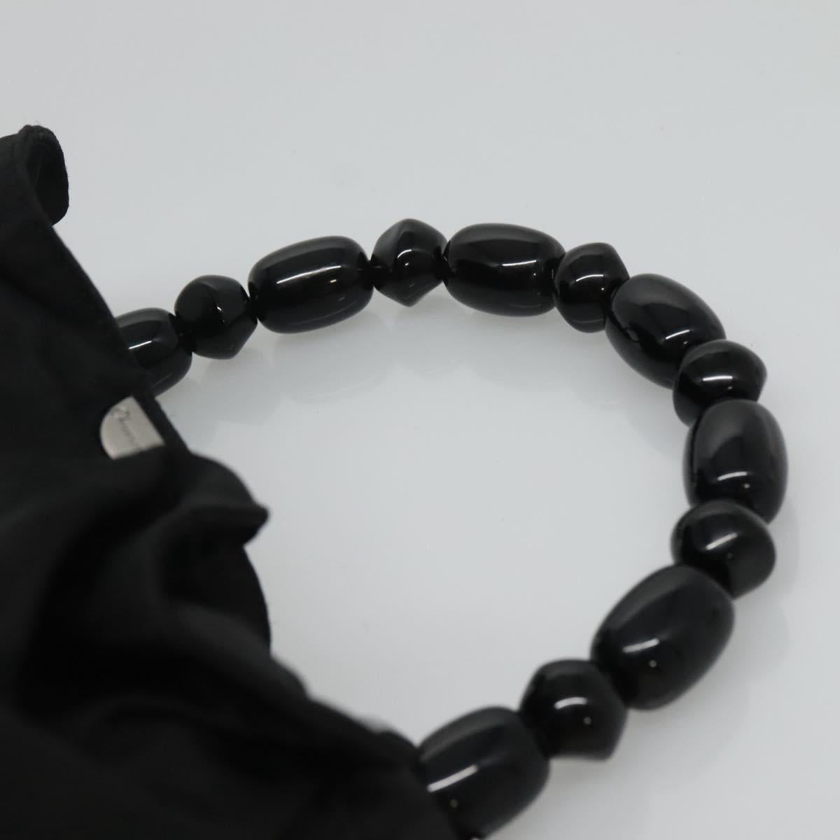 Christian Dior Maris Pearl Shoulder Bag Nylon Black Silver Auth BA1374