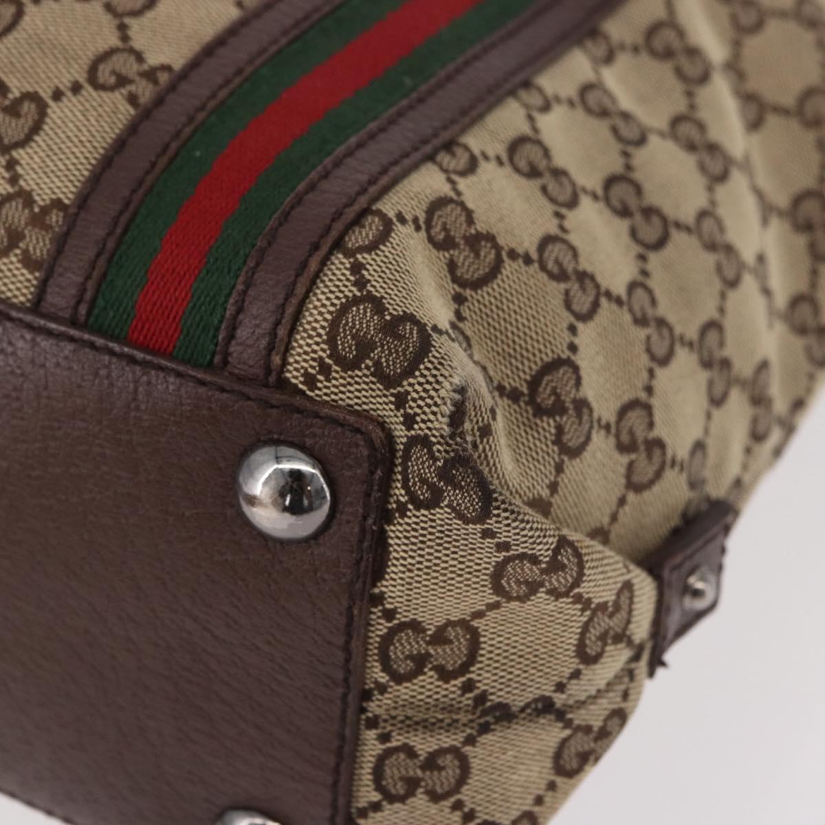GUCCI GG Supreme Web Sherry Line Tote Bag Beige Silver 131186 Auth BA13747A