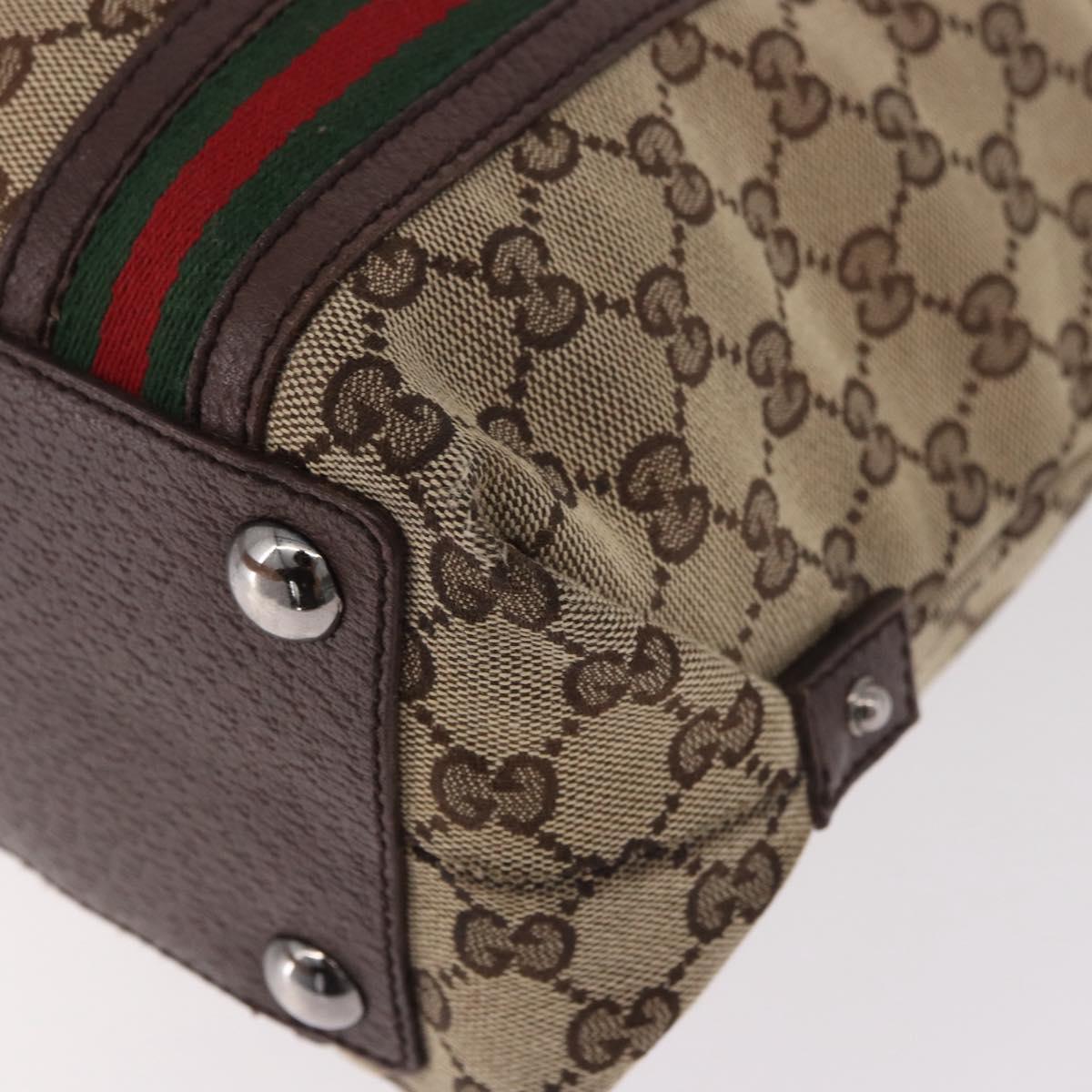 GUCCI GG Supreme Web Sherry Line Tote Bag Beige Silver 131186 Auth BA13747A