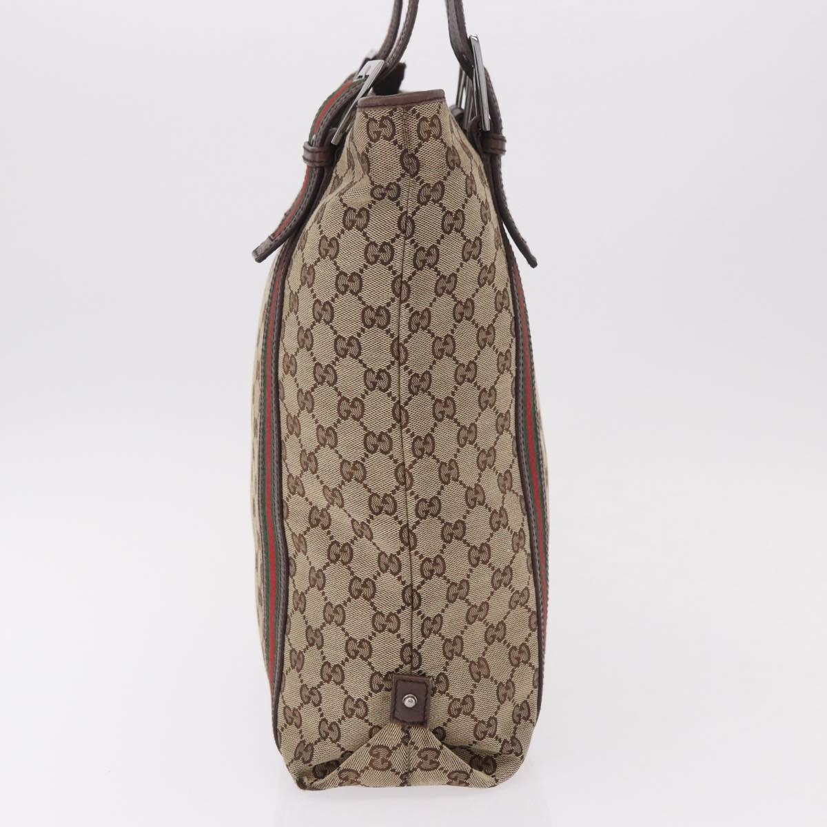 GUCCI GG Supreme Web Sherry Line Tote Bag Beige Silver 131186 Auth BA13747A