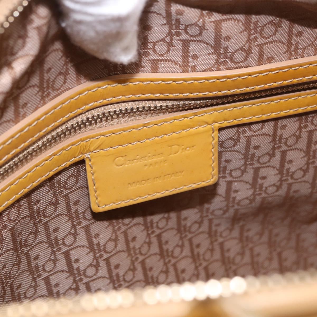 Christian Dior Lady Dior Tote Bag Patent Leather 2way Yellow Silver BA13759V