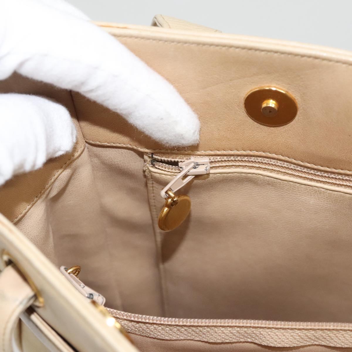 CHANEL COCO Mark Shoulder Bag Lamb Skin Beige Gold CC Auth BA1376