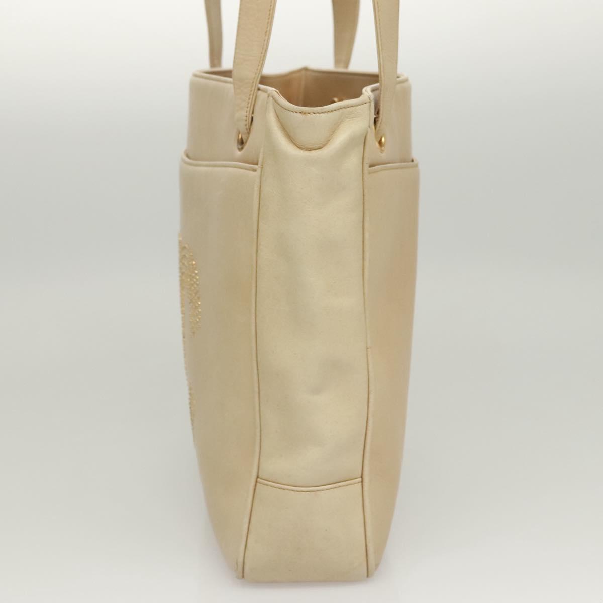 CHANEL COCO Mark Shoulder Bag Lamb Skin Beige Gold CC Auth BA1376