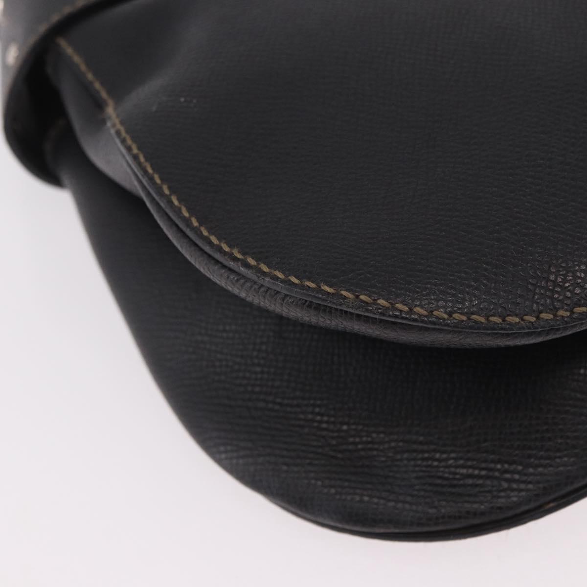 Salvatore Ferragamo Gancini Shoulder Bag Leather Black Silver Auth BA13760A