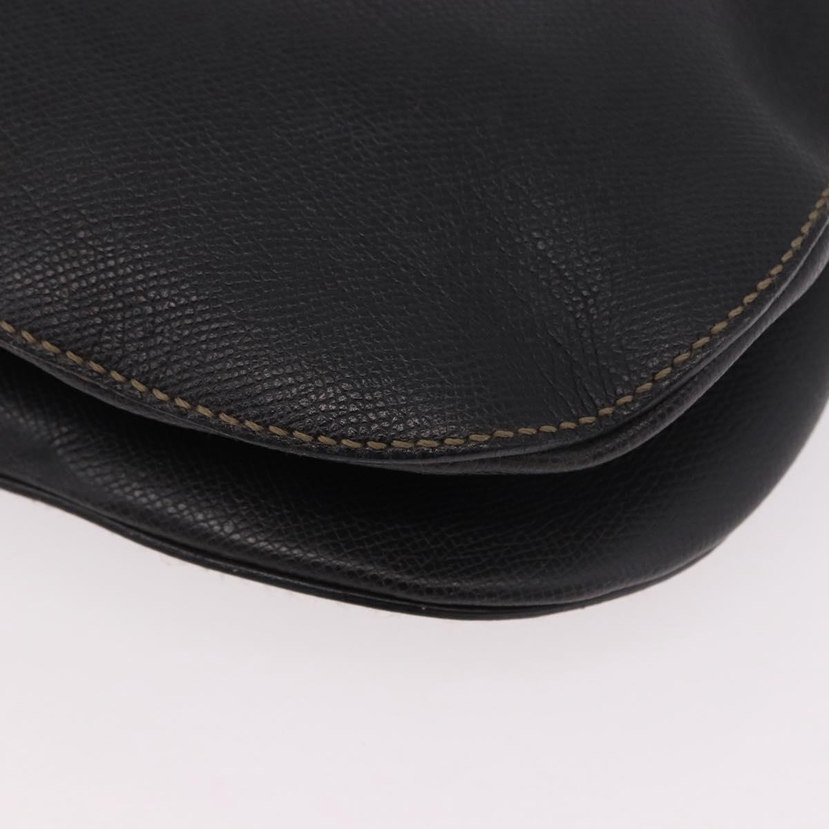 Salvatore Ferragamo Gancini Shoulder Bag Leather Black Silver Auth BA13760A