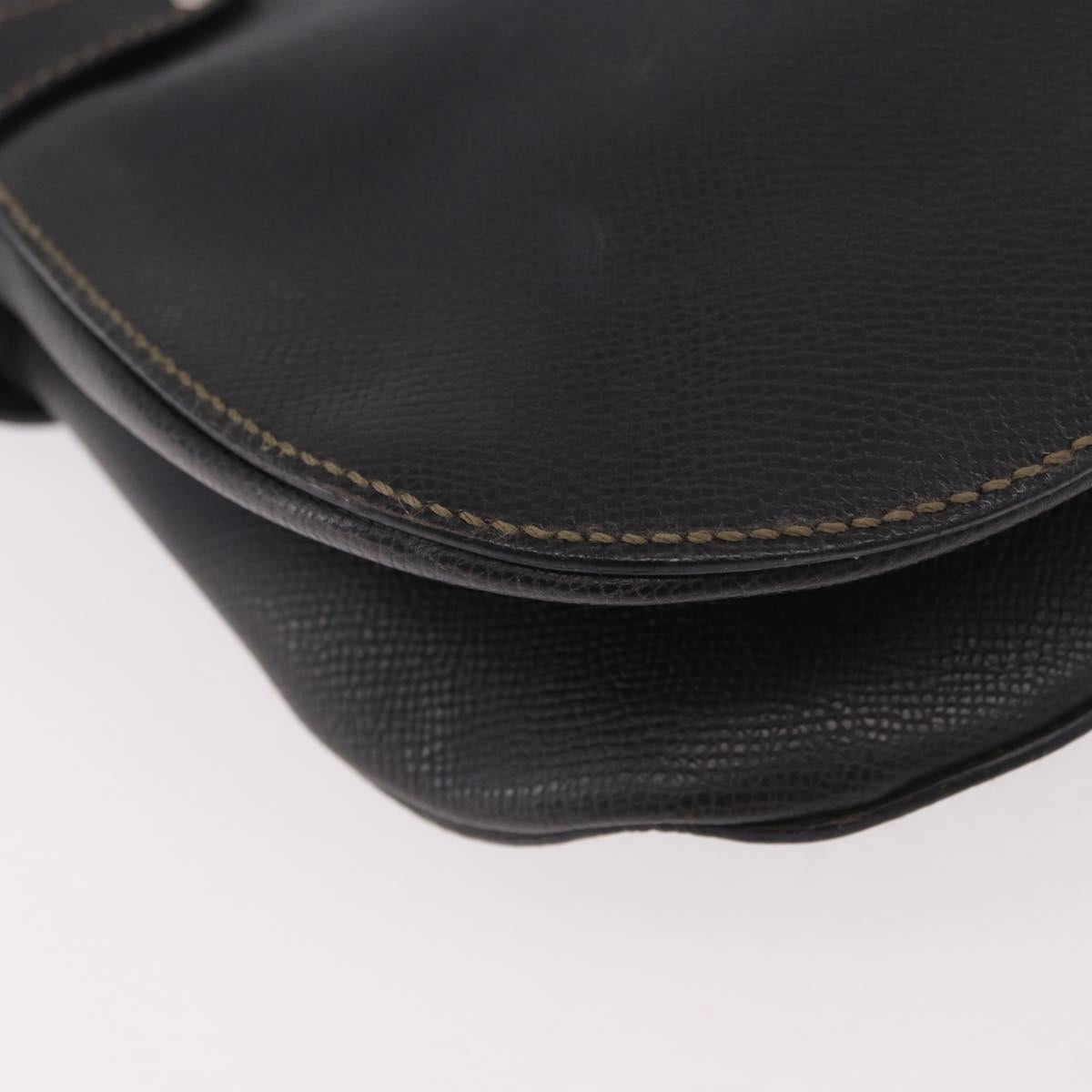 Salvatore Ferragamo Gancini Shoulder Bag Leather Black Silver Auth BA13760A