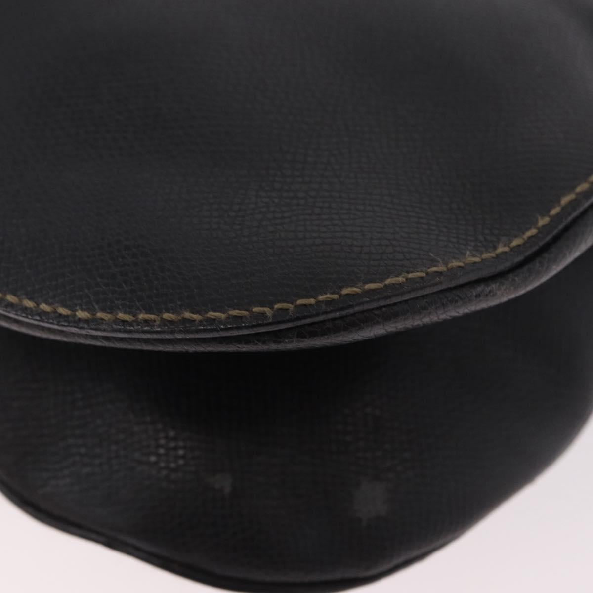 Salvatore Ferragamo Gancini Shoulder Bag Leather Black Silver Auth BA13760A