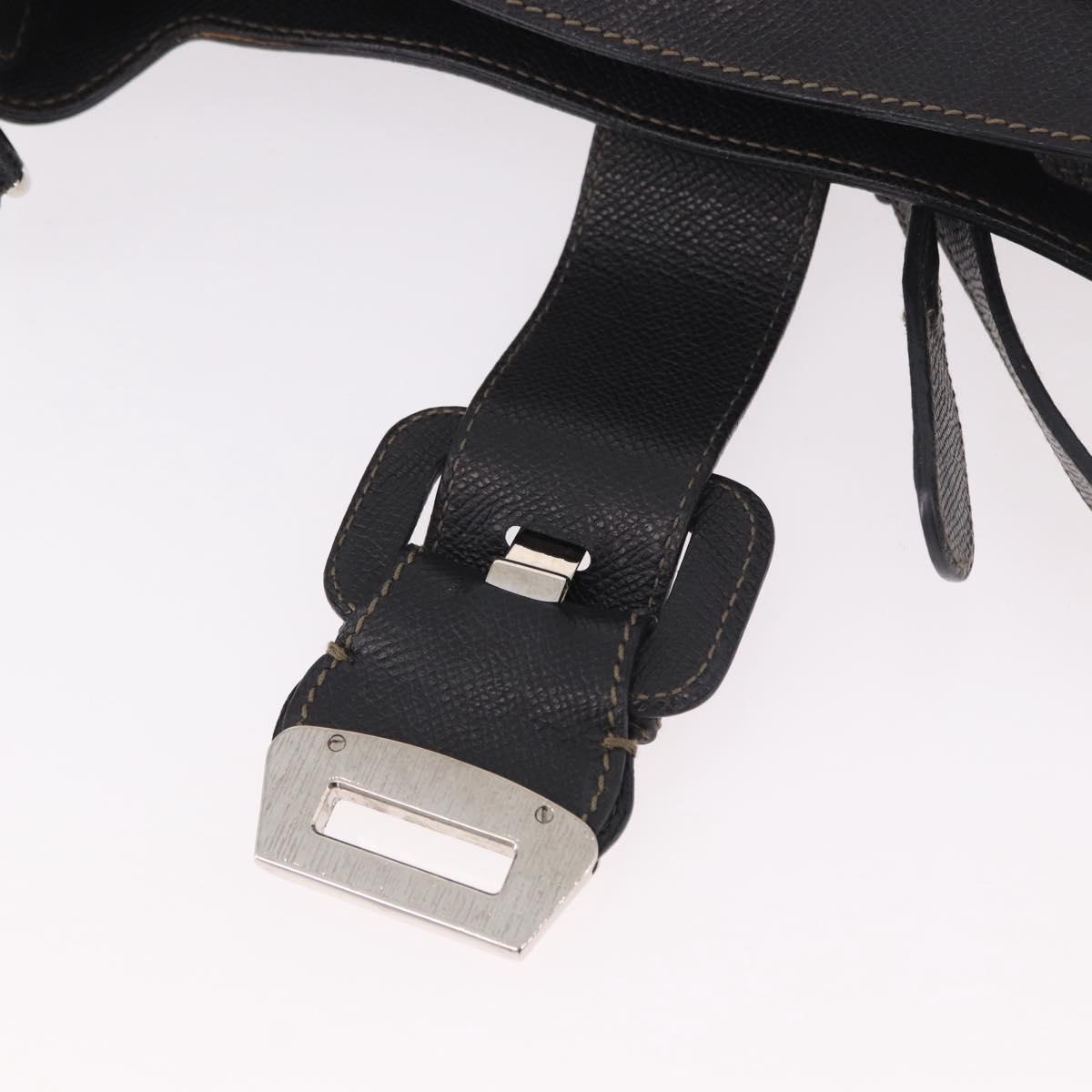 Salvatore Ferragamo Gancini Shoulder Bag Leather Black Silver Auth BA13760A