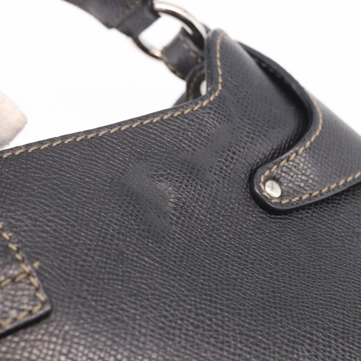 Salvatore Ferragamo Gancini Shoulder Bag Leather Black Silver Auth BA13760A