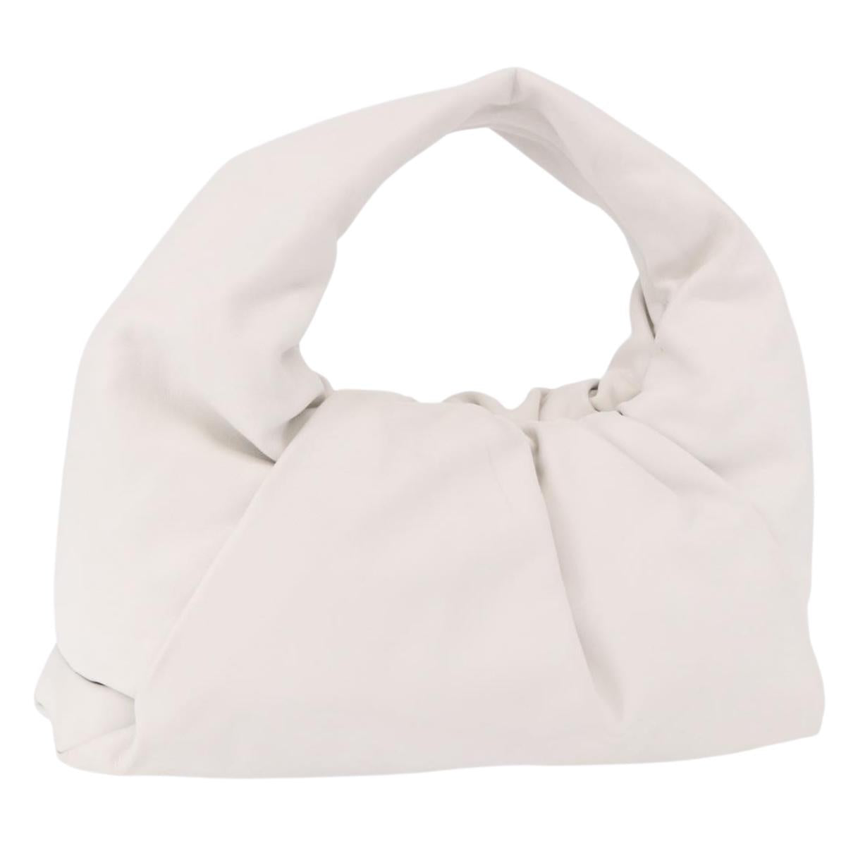BOTTEGA VENETA Shoulder Bag Leather White Silver Auth BA13763M