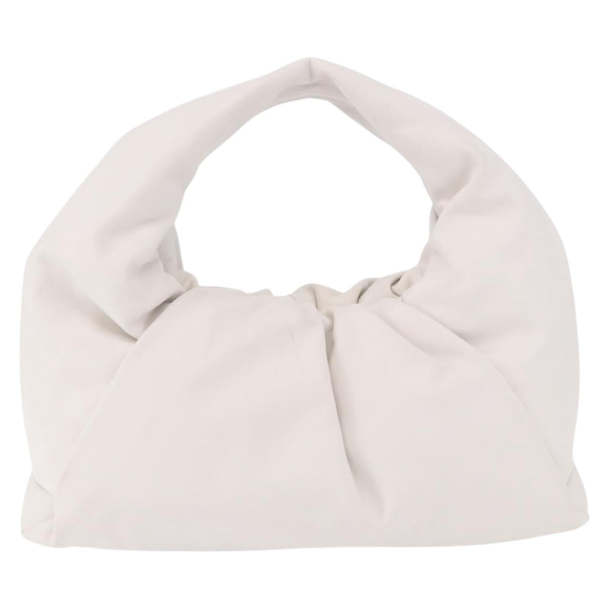 BOTTEGA VENETA Shoulder Bag Leather White Silver Auth BA13763M