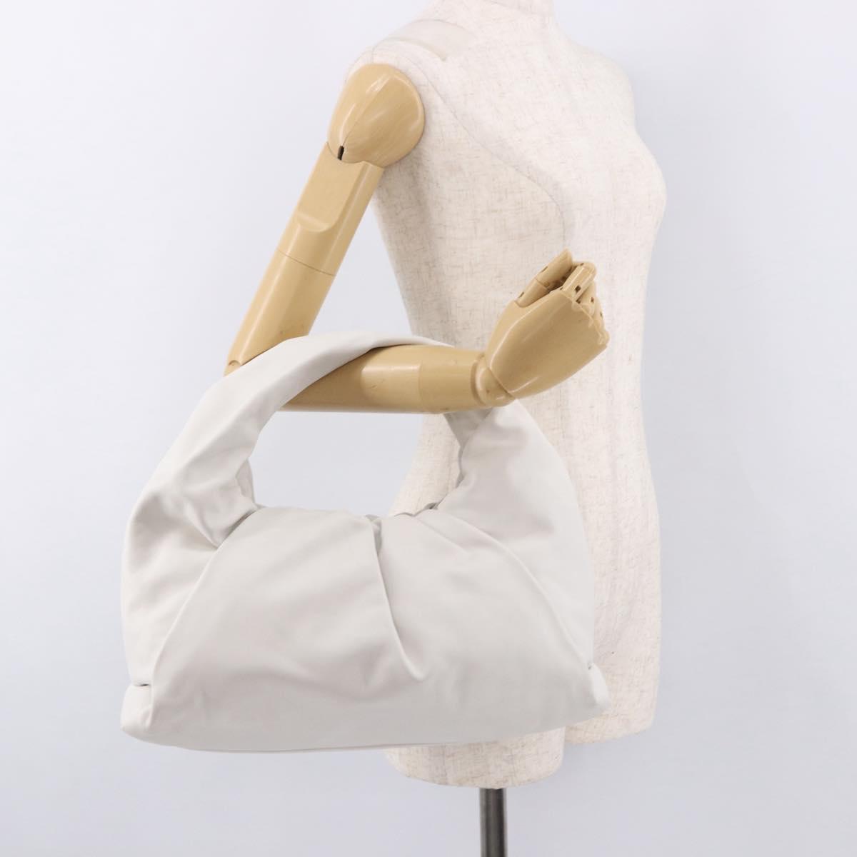 BOTTEGA VENETA Shoulder Bag Leather White Silver Auth BA13763M