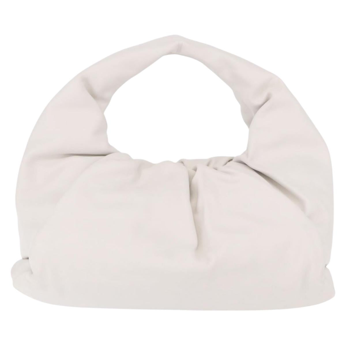 BOTTEGA VENETA Shoulder Bag Leather White Silver Auth BA13763M
