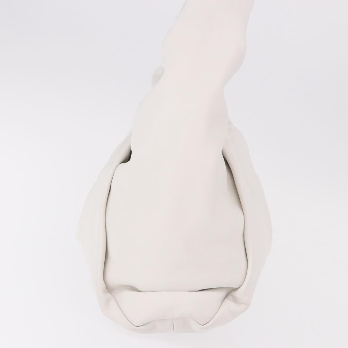 BOTTEGA VENETA Shoulder Bag Leather White Silver Auth BA13763M