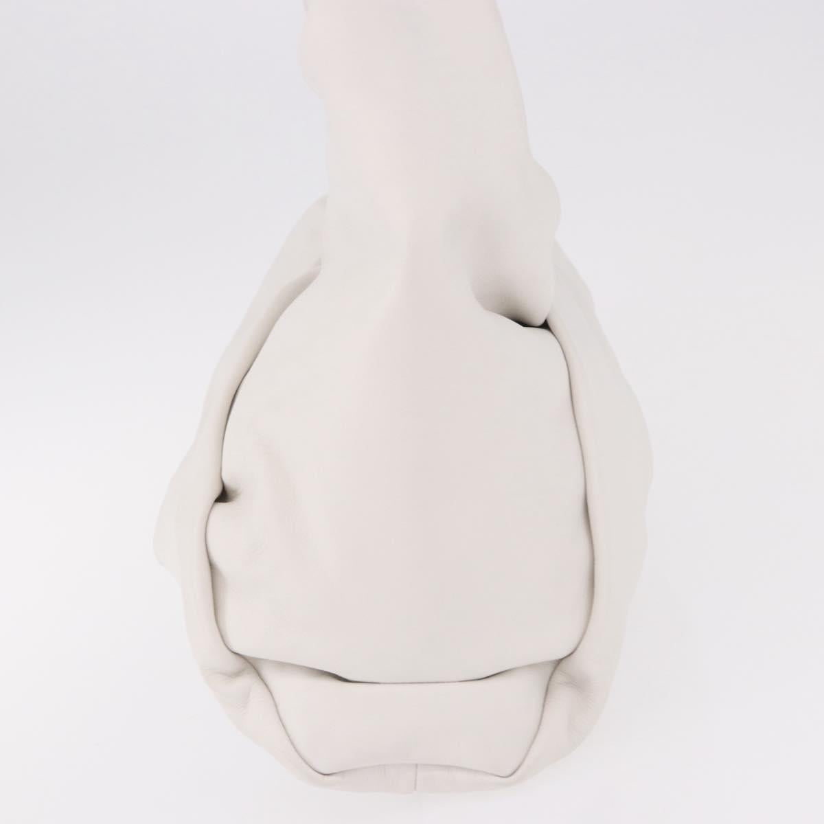BOTTEGA VENETA Shoulder Bag Leather White Silver Auth BA13763M