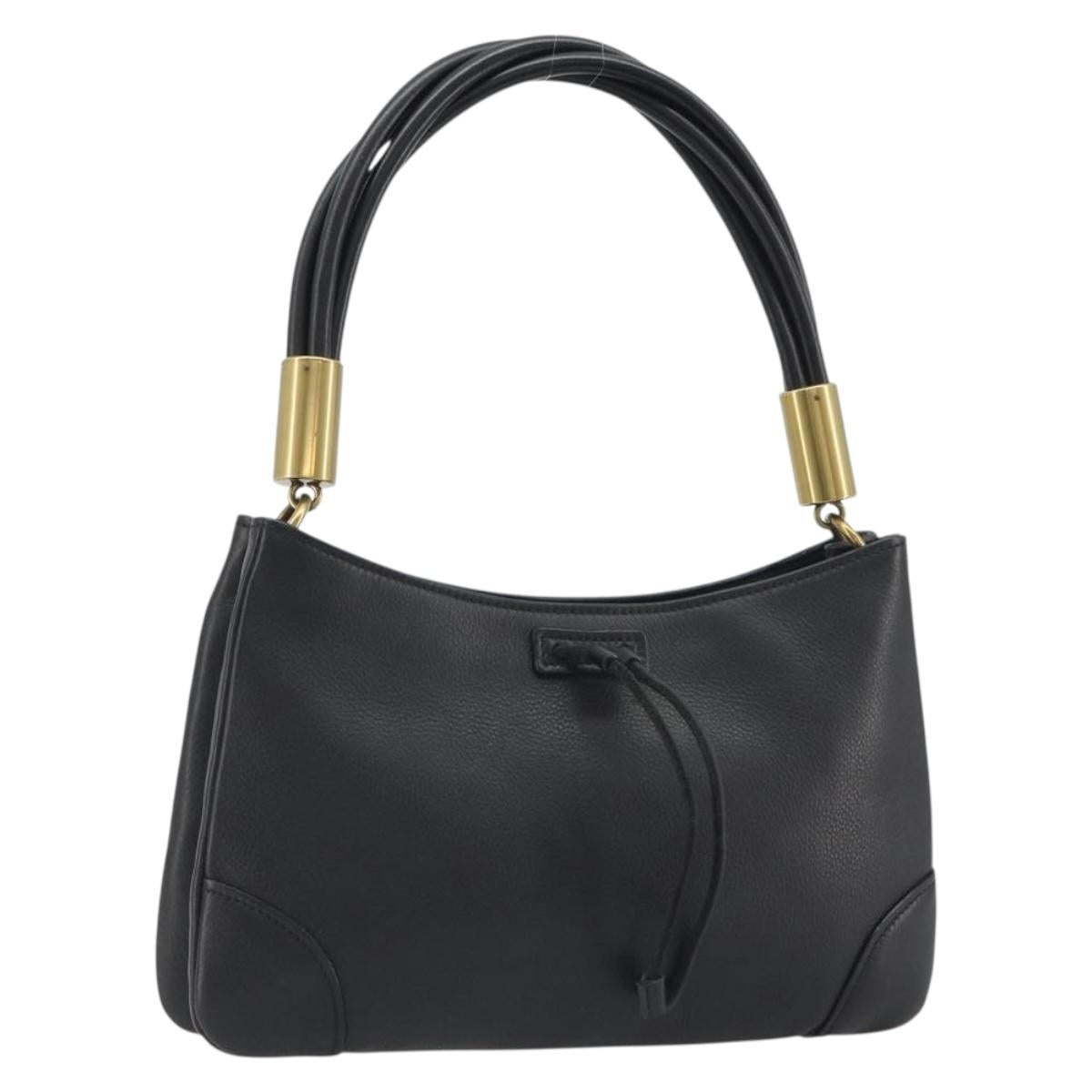 GUCCI Shoulder Bag Leather Black Gold 108964 Auth BA13764V