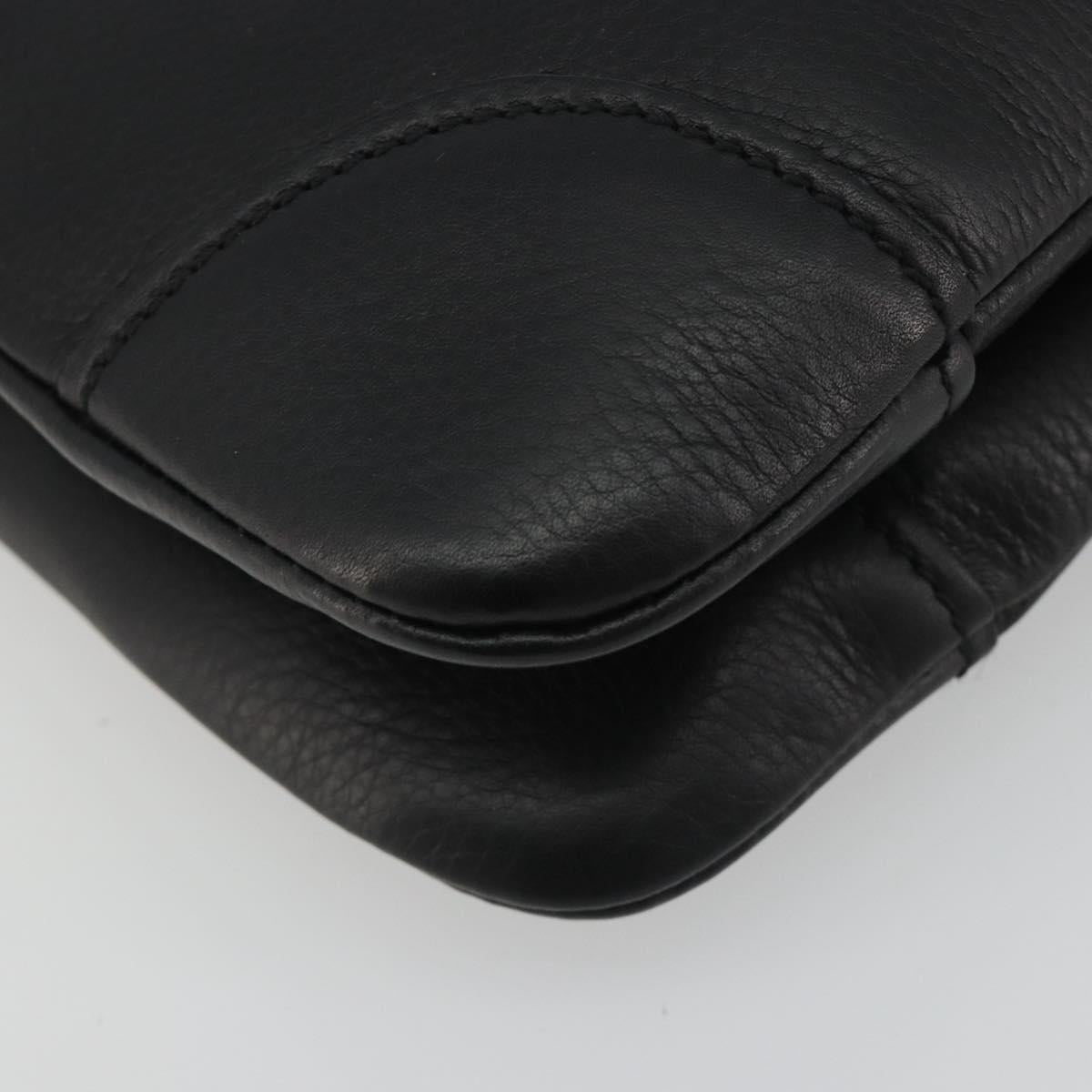 GUCCI Shoulder Bag Leather Black Gold 108964 Auth BA13764V