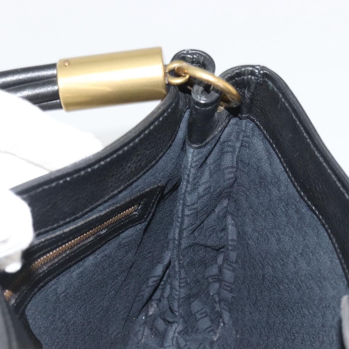 GUCCI Shoulder Bag Leather Black Gold 108964 Auth BA13764V
