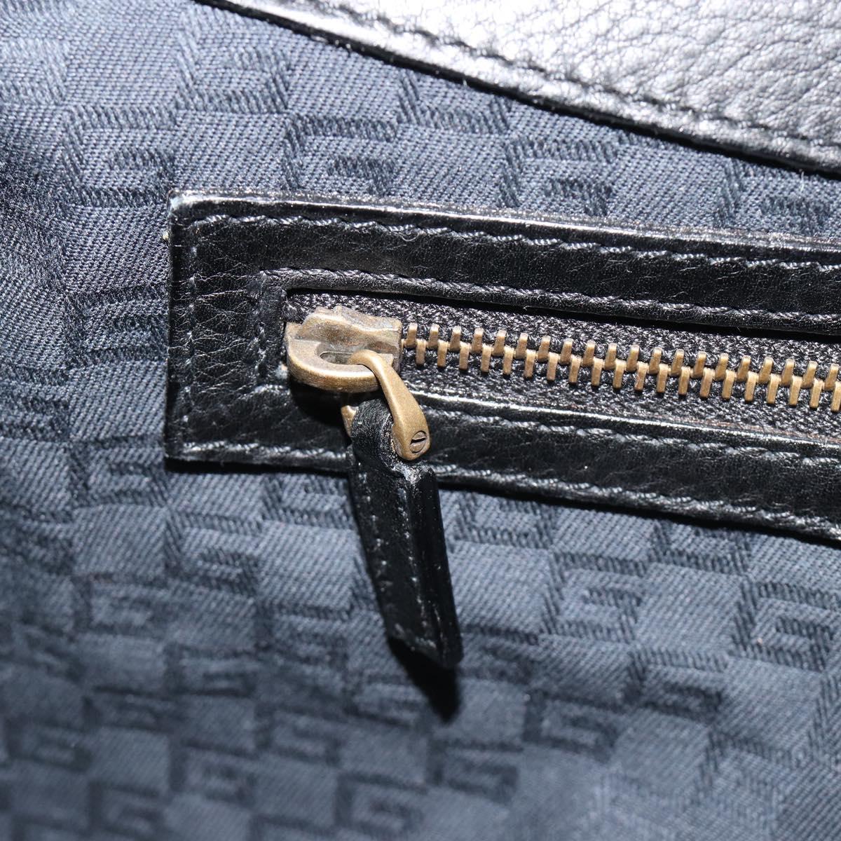 GUCCI Shoulder Bag Leather Black Gold 108964 Auth BA13764V