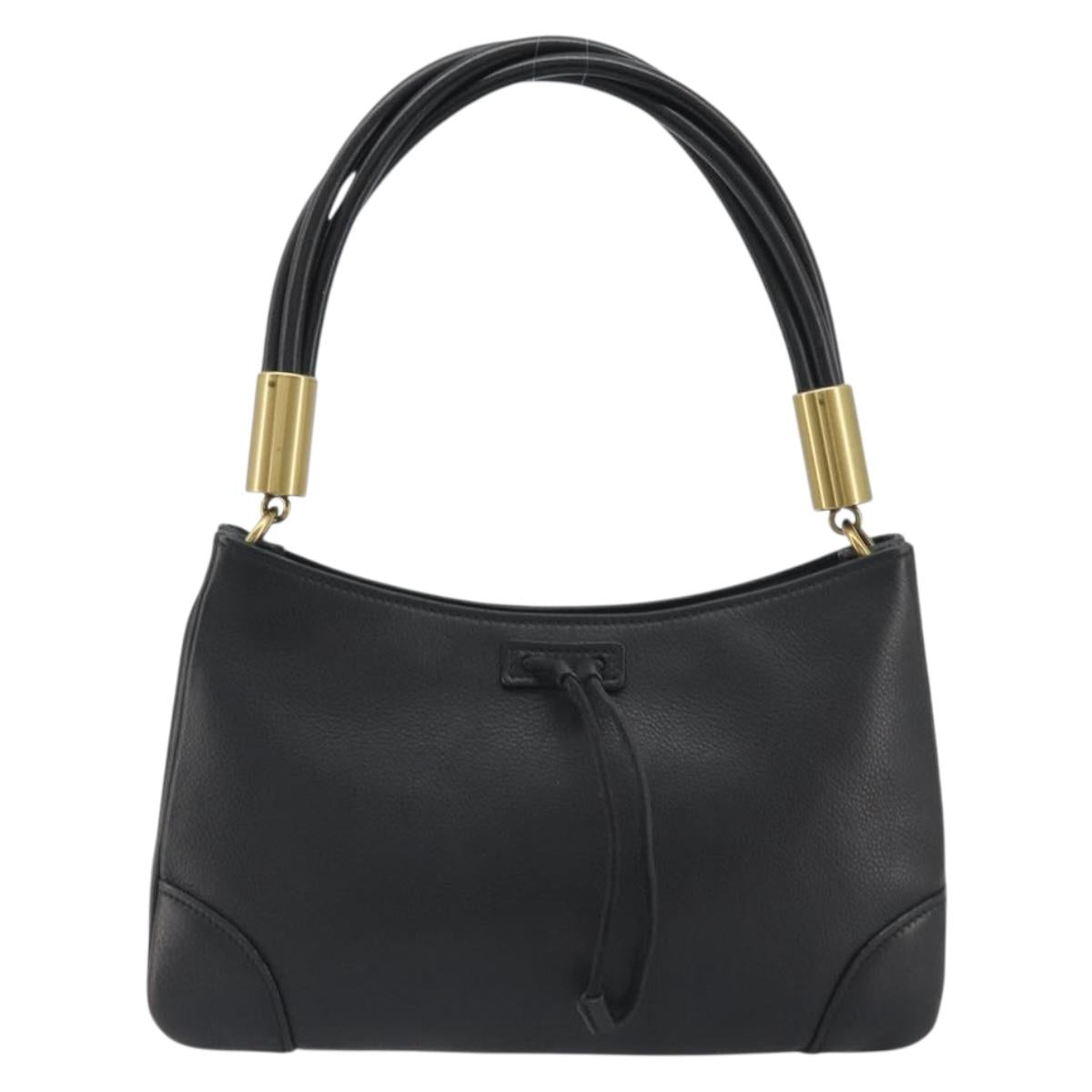 GUCCI Shoulder Bag Leather Black Gold 108964 Auth BA13764V