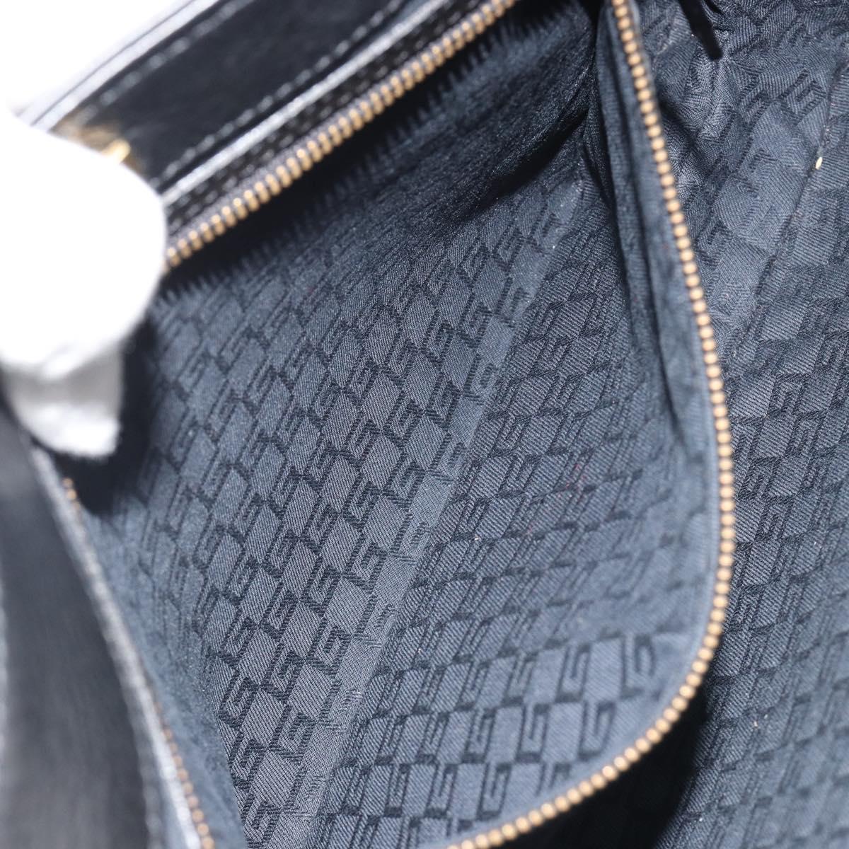 GUCCI Shoulder Bag Leather Black Gold 108964 Auth BA13764V