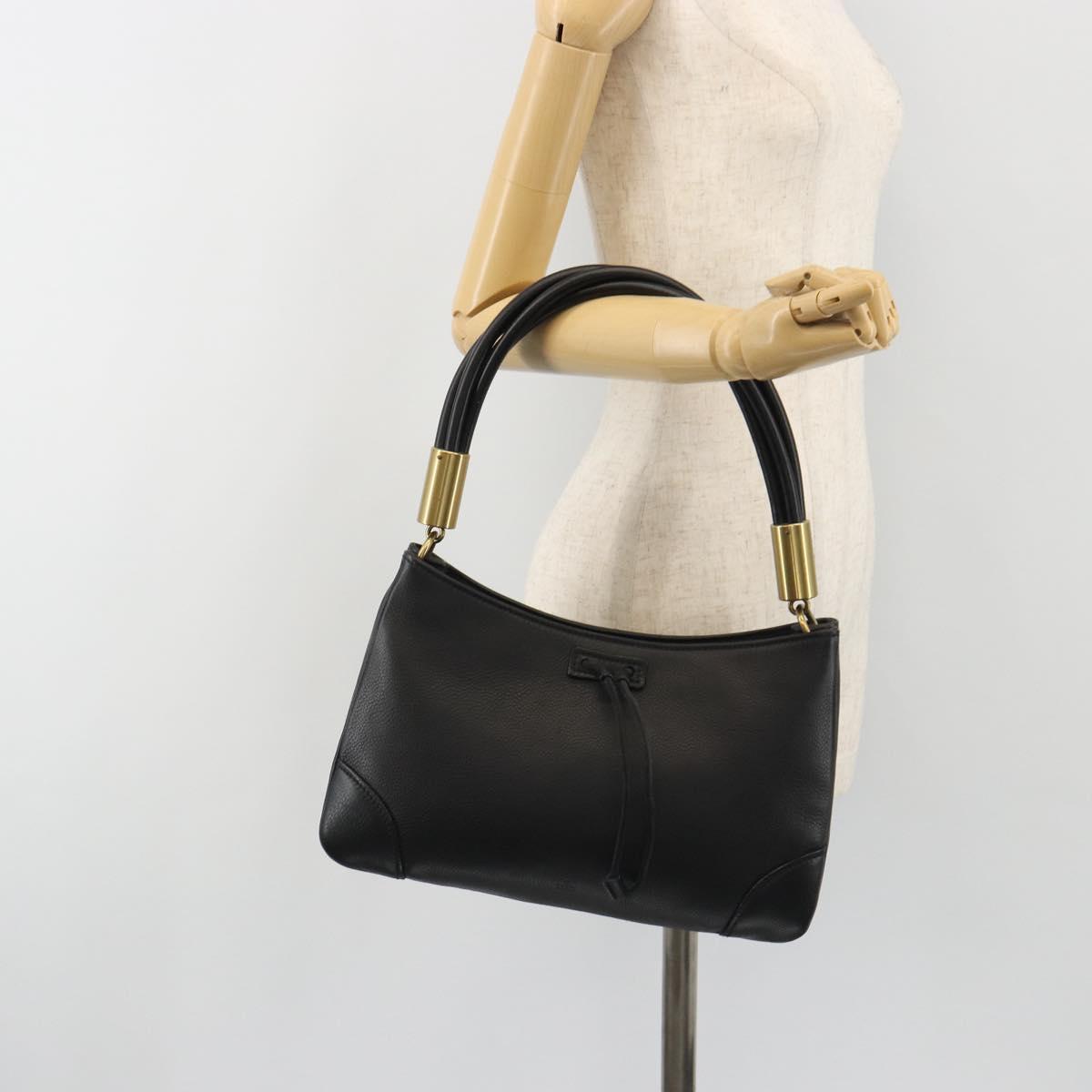 GUCCI Shoulder Bag Leather Black Gold 108964 Auth BA13764V