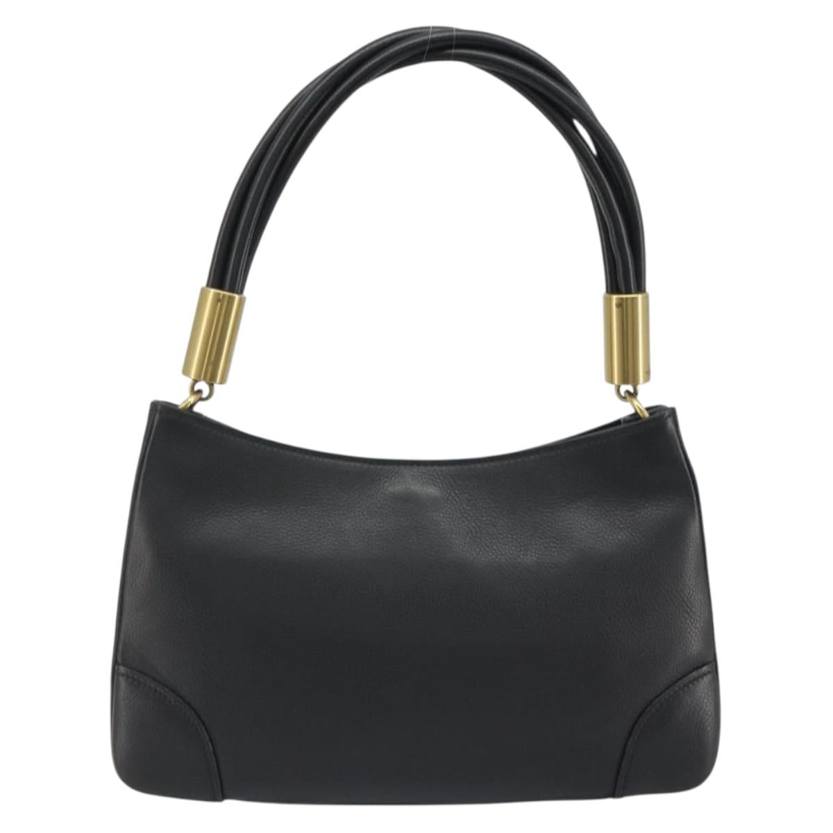 GUCCI Shoulder Bag Leather Black Gold 108964 Auth BA13764V